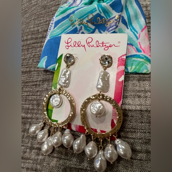 NWT Lilly Pulitzer Seaside Soleil Earrings in Gold Metallic - Picture 10 of 11